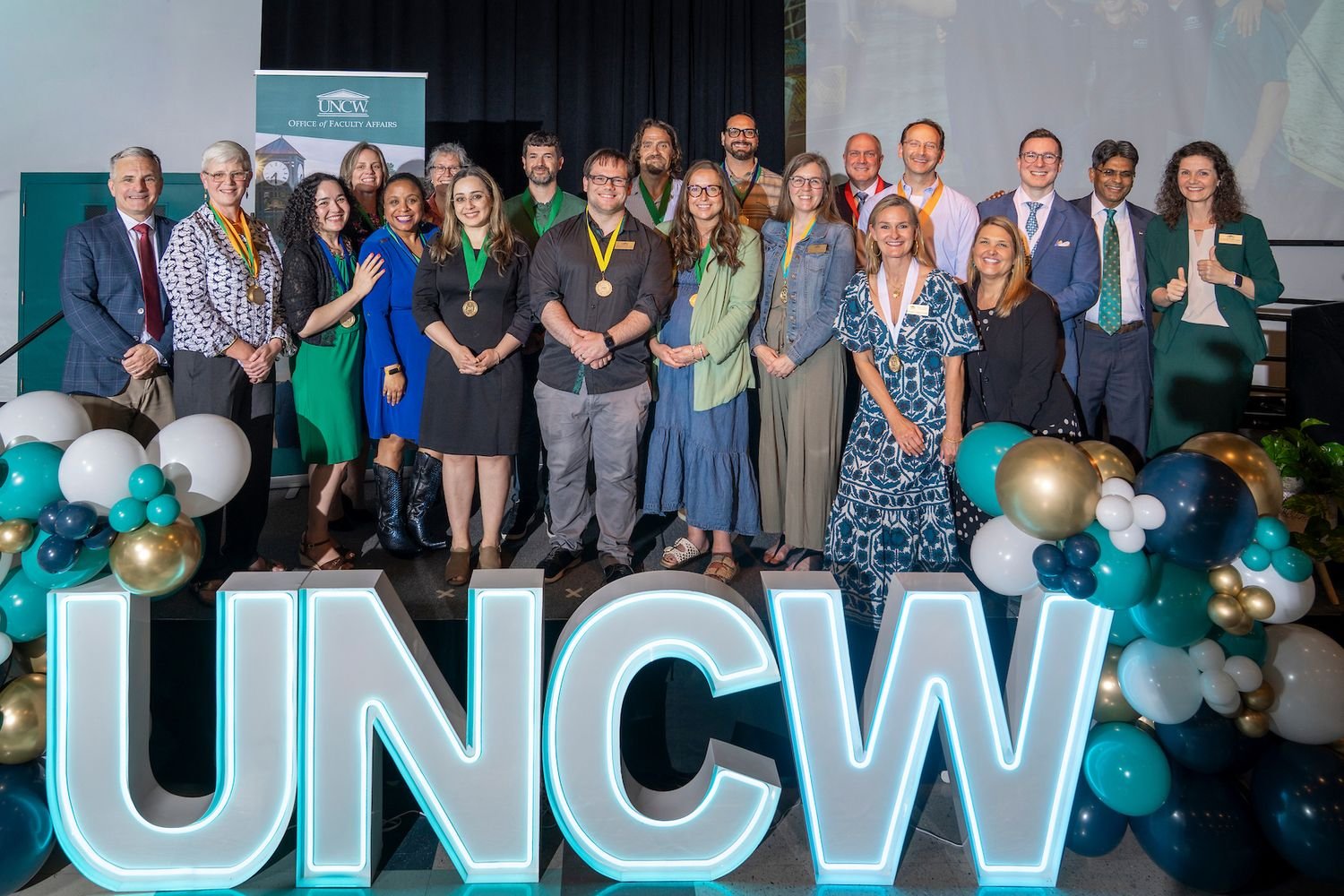 UNCW honored outstanding faculty achievement, dedication and academic success at the annual Faculty Awards Celebration on April 28.