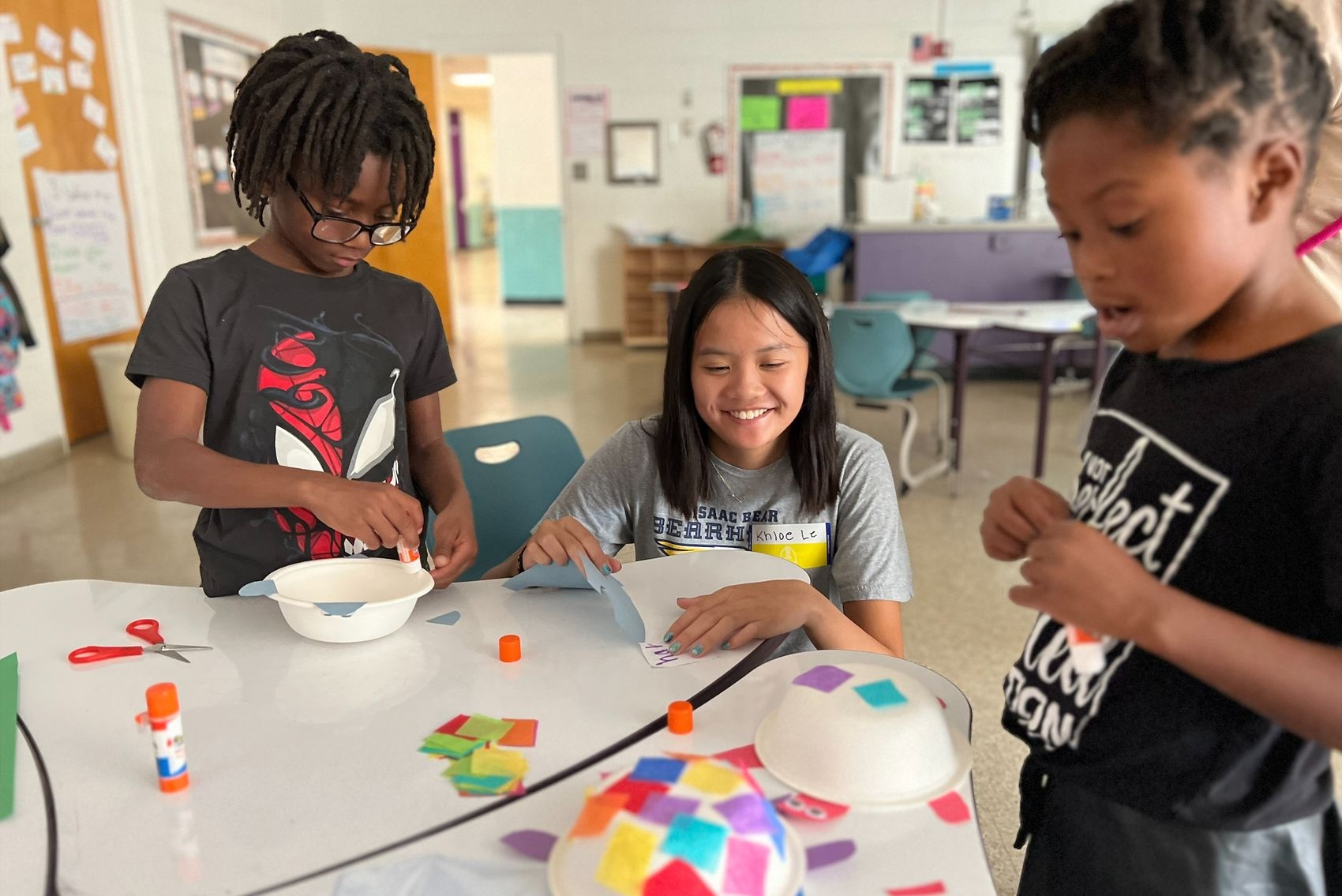 Students participate in art education