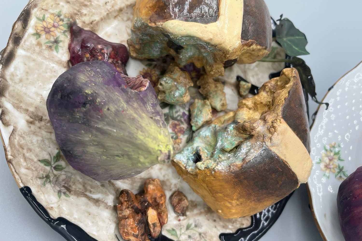 A sculpture by Sarah Peoples depicting elements of food and nature