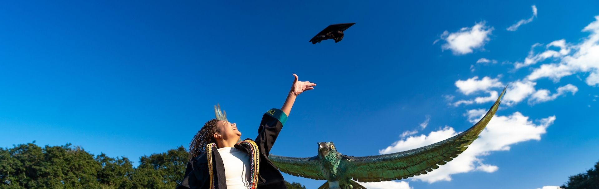 Graduating Senior tossing cap into air