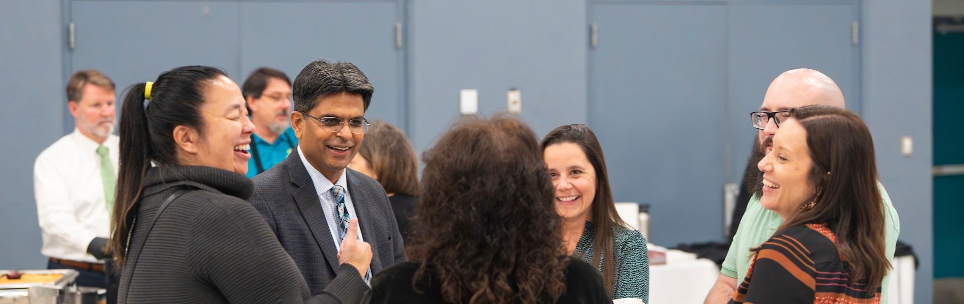 The chancellor interacts with the seahawk community