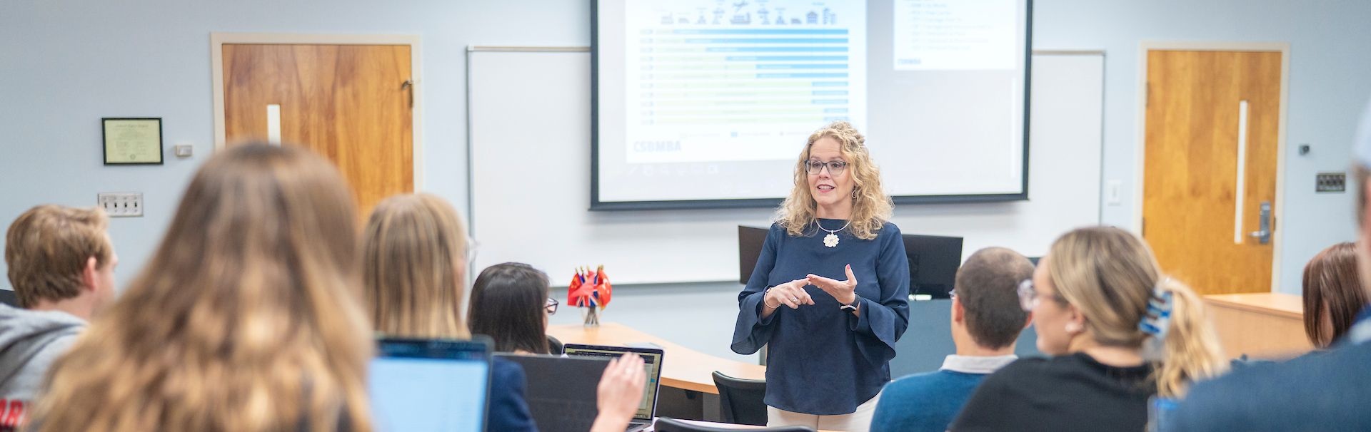 faculty teaching a small class of students