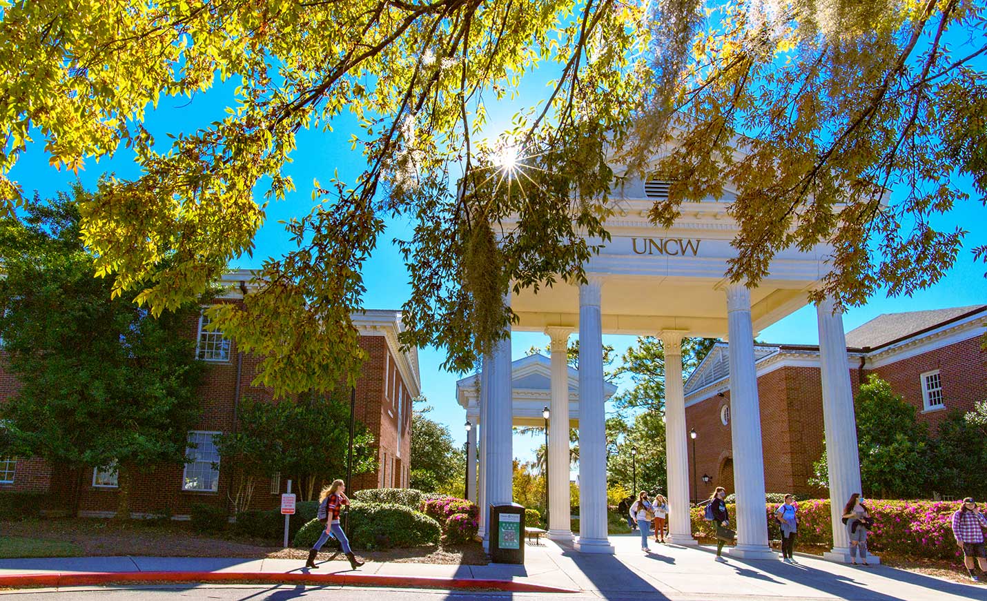 Entrance gates to campus between Leutze and Morton Halls