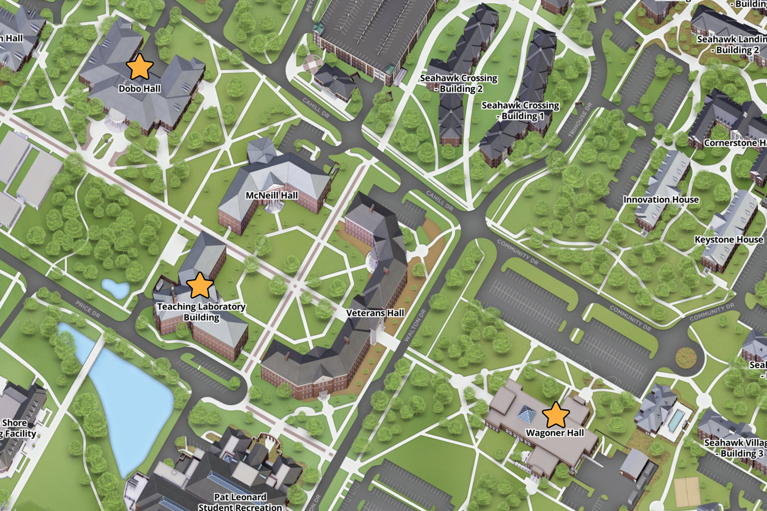 Expo locations, R21 Modular, Teaching Laboratory Building, Wagoner Hall