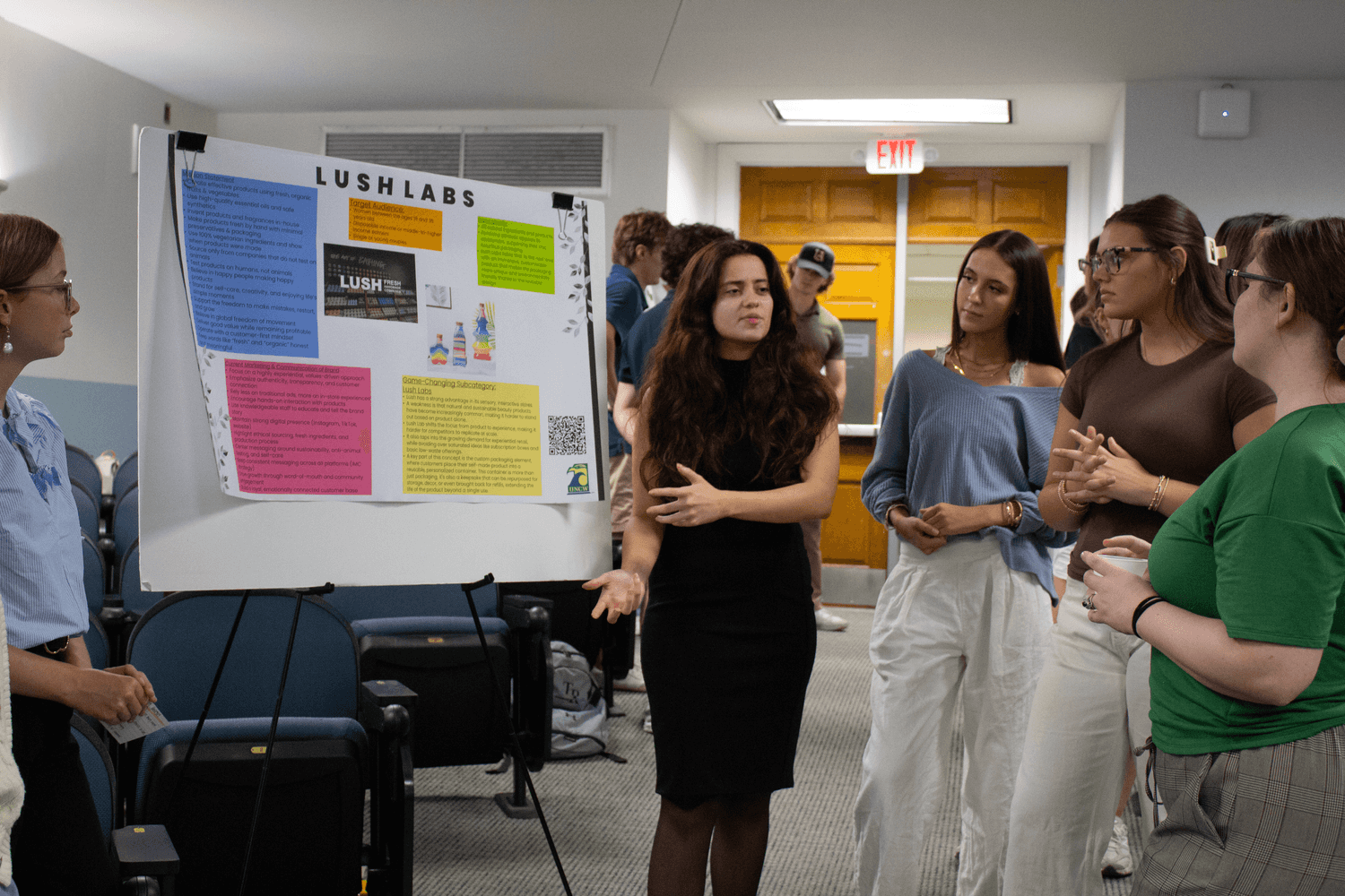 A student presents marketing research