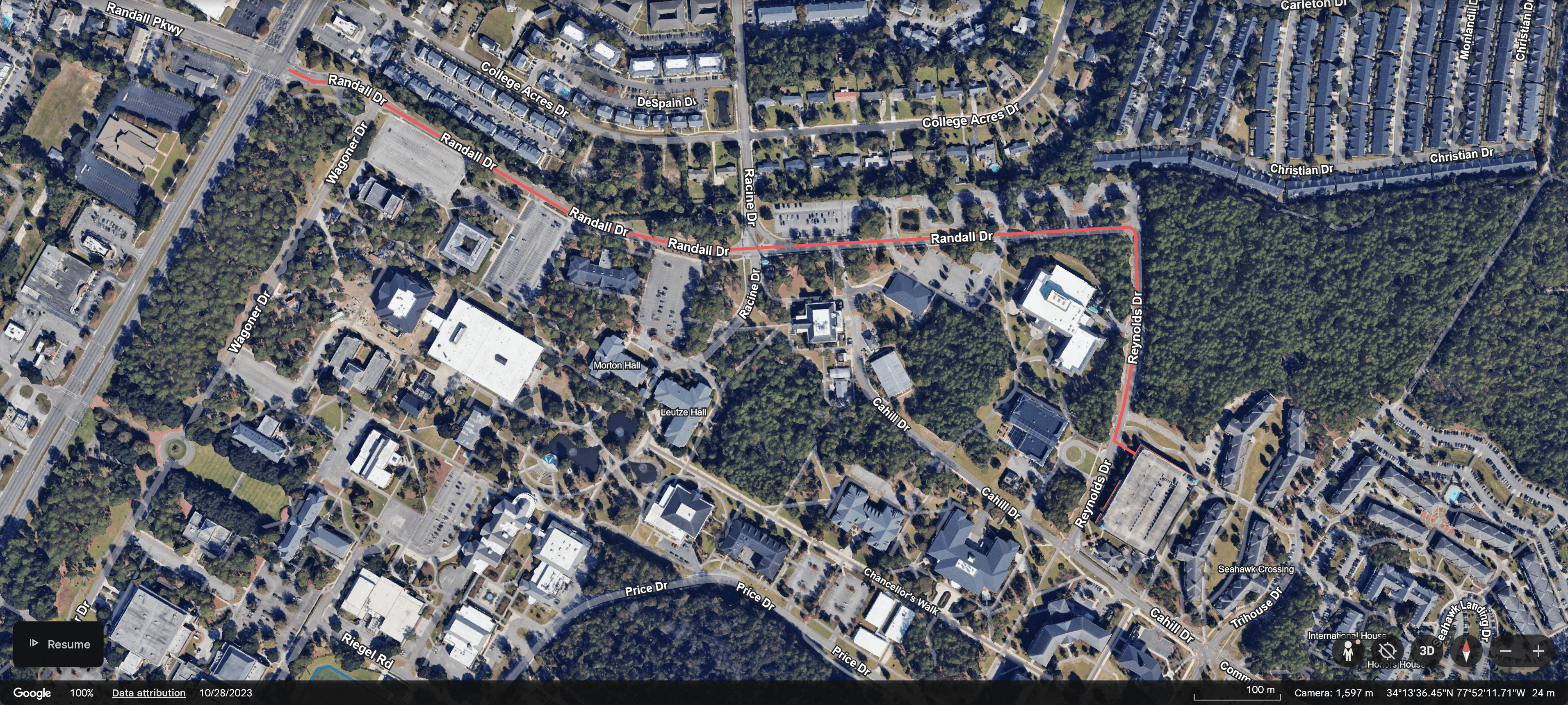 Map showing the Zone 6 route to Seahawk Crossing
