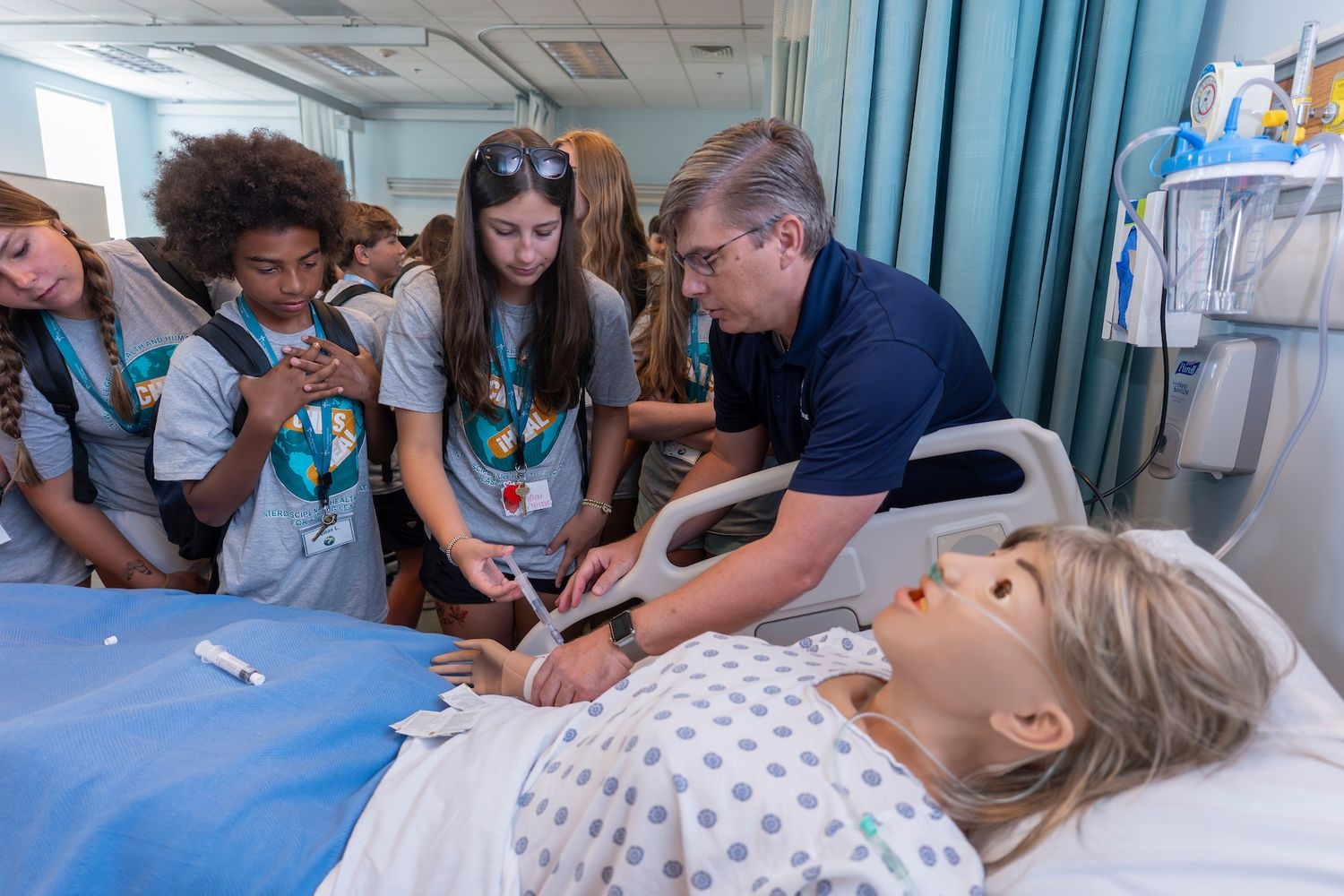 Summer camp students from the surrounding area take part in the iHeal (Interdisciplinary Health Education for Aspiring Leaders) camp on the campus of UNCW. 