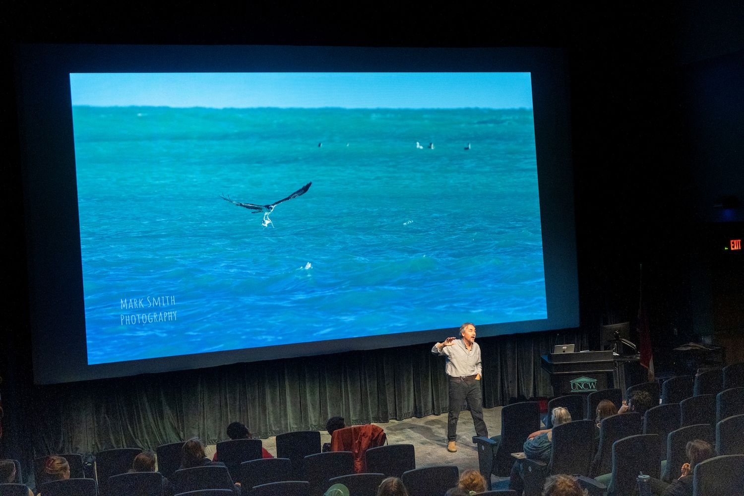 David Gessner speaks to an audience about his book, "Return of the Osprey," during Writer's Week 2025