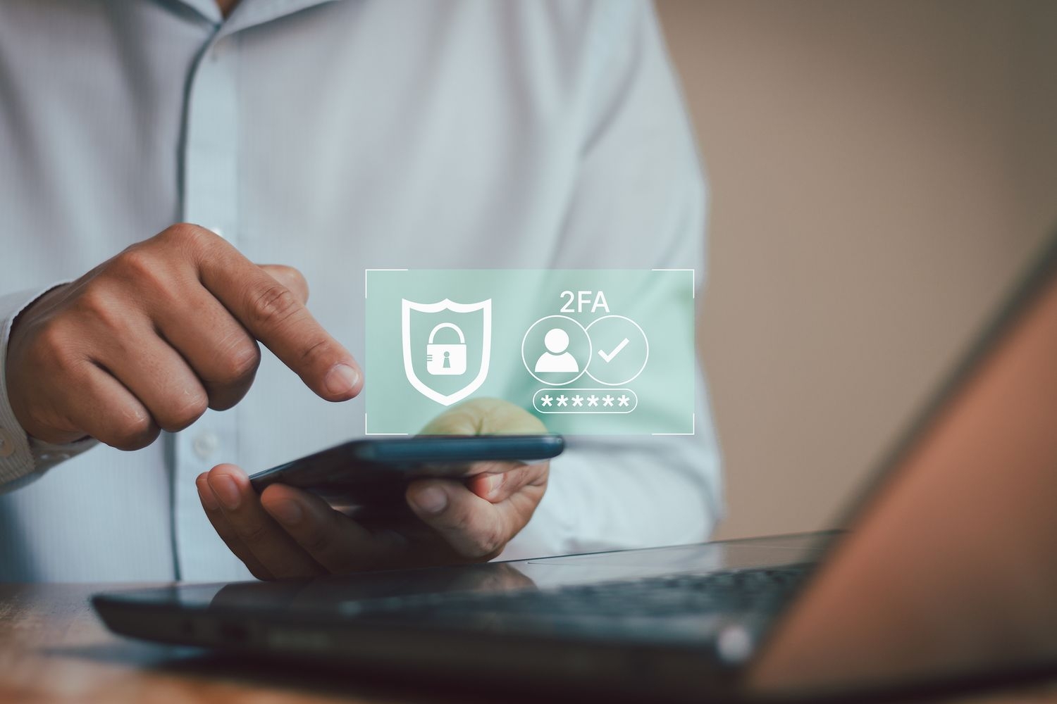 person logging in using two-factor authentication