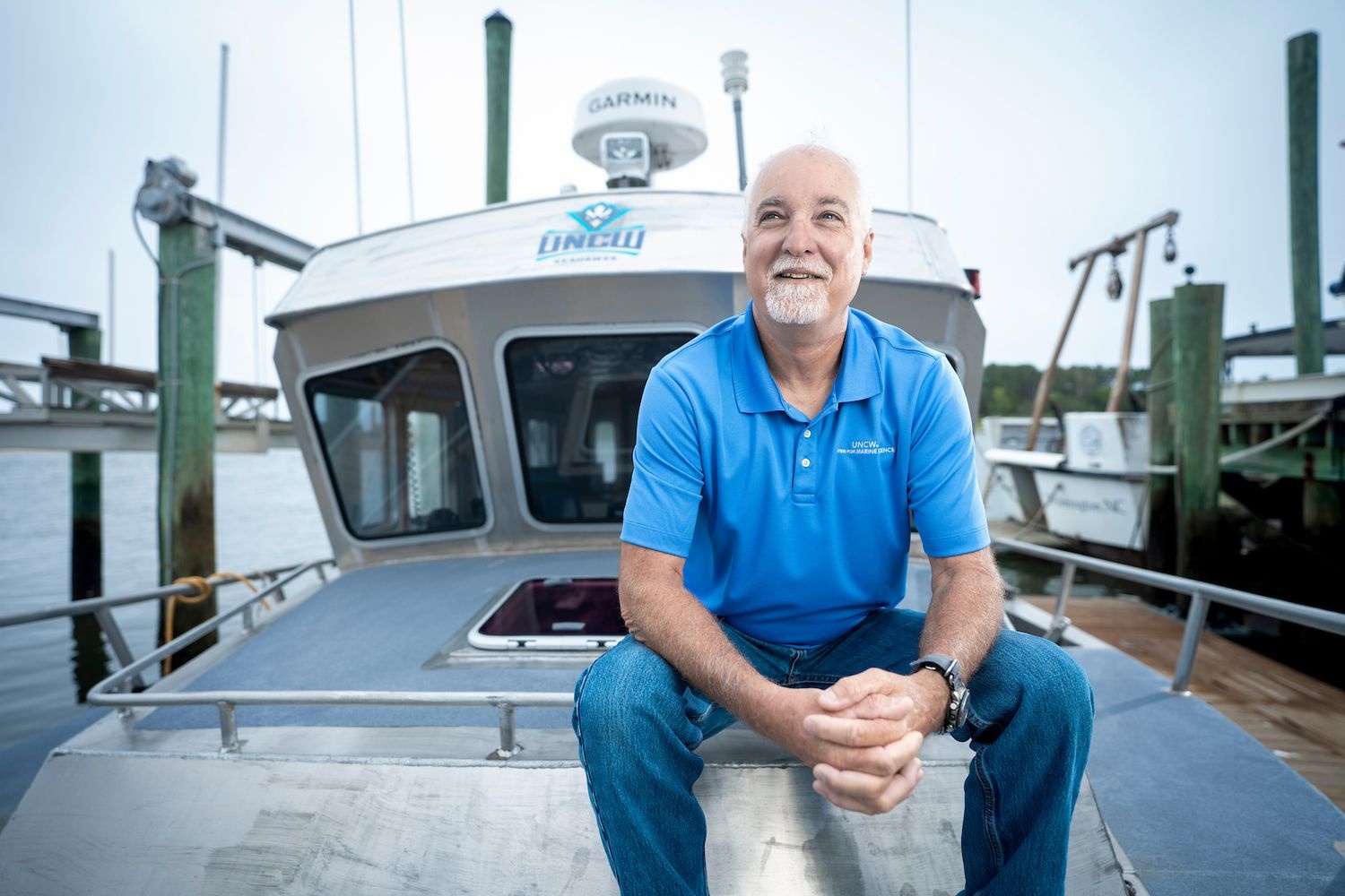 Jay Styron on a UNCW research vessel. 