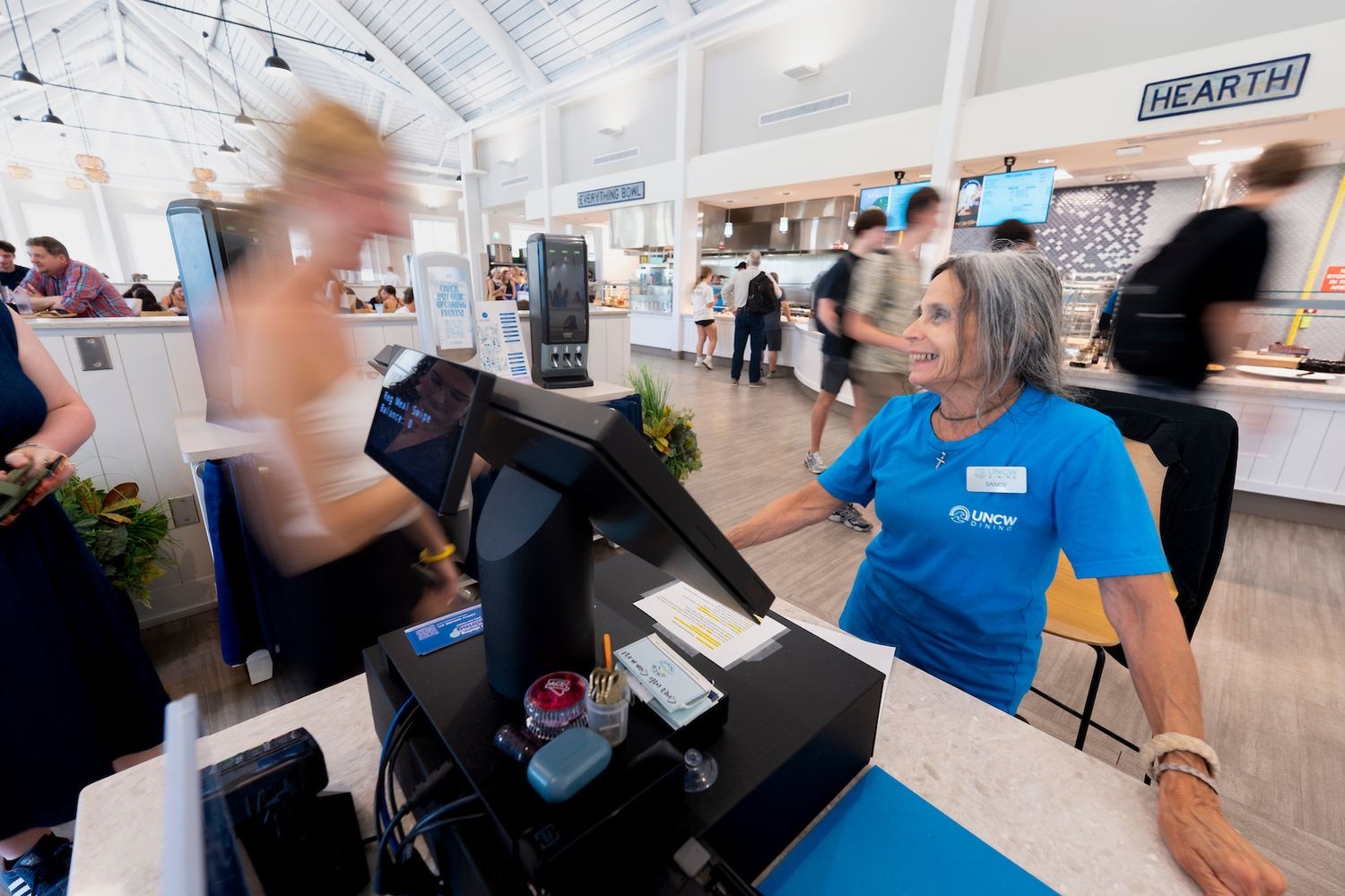 Sandy Mileski working in The Shore dining hall at UNCW. 